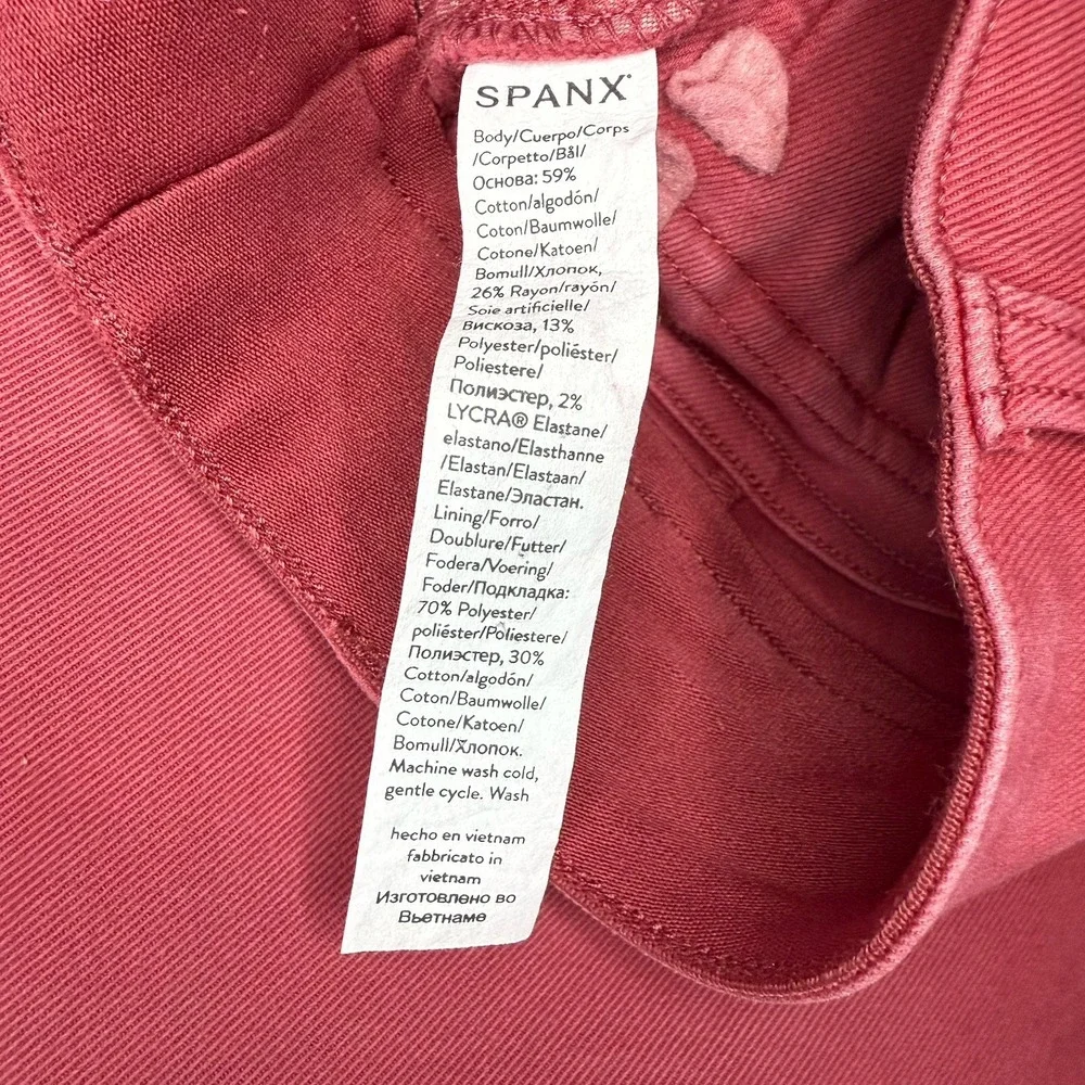 Spanx Stretch Twill Cropped Wide Leg Pant Medium Pink Mauve Pull On High Rise